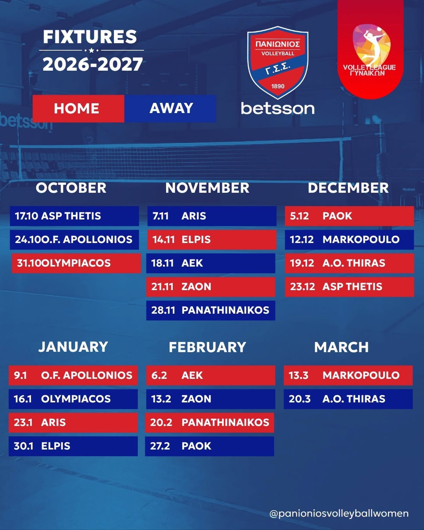Το πρόγραμμα της Volley League γυναικών